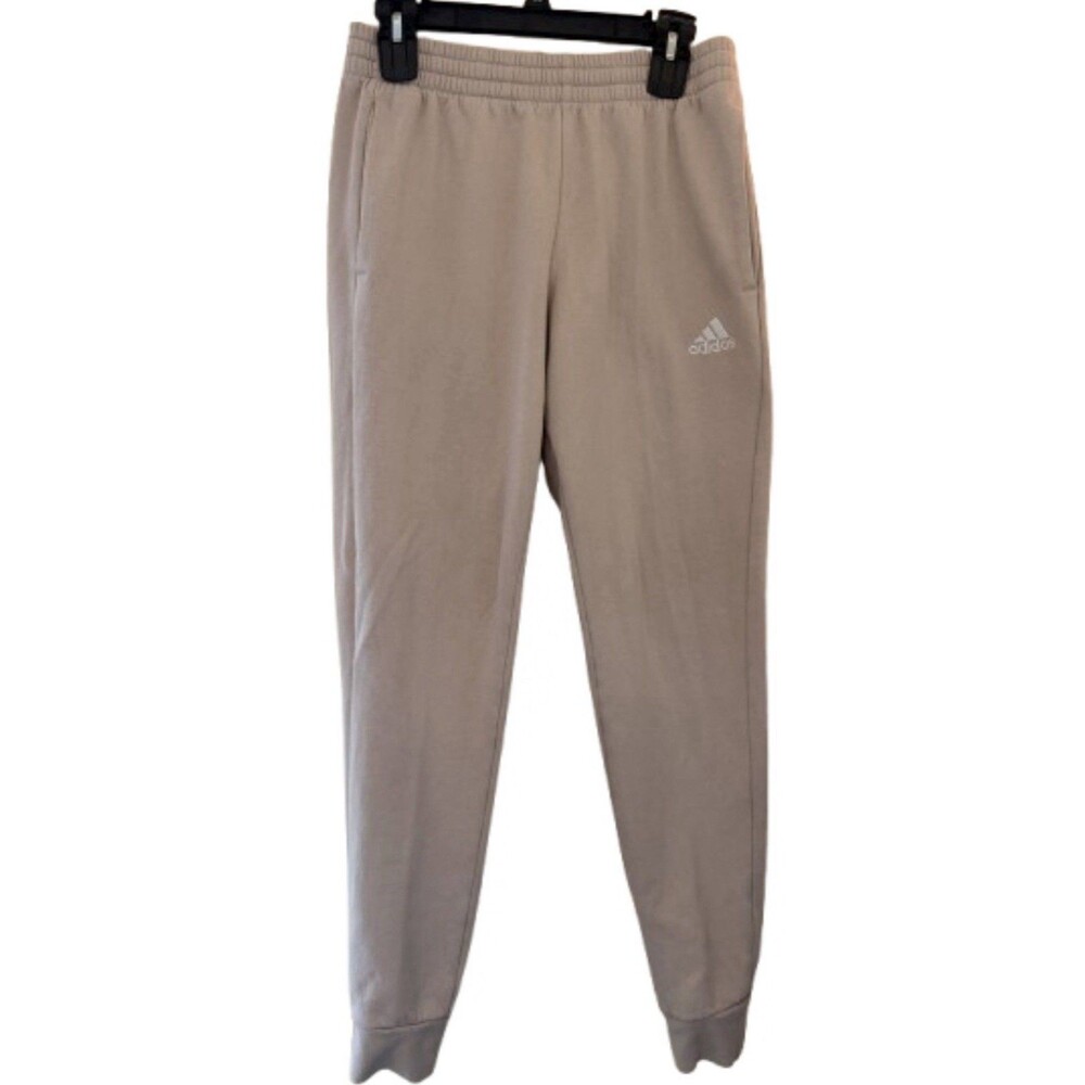 Adidas Men's XL Beige Tracksuit Set Jacket & Joggers Cotton Blend Zip Logo - Picture 4 of 9